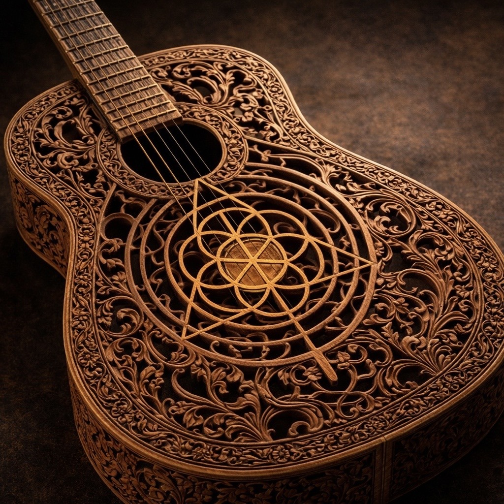 Ornate guitar artwork for Jake Yanitz instrumental music